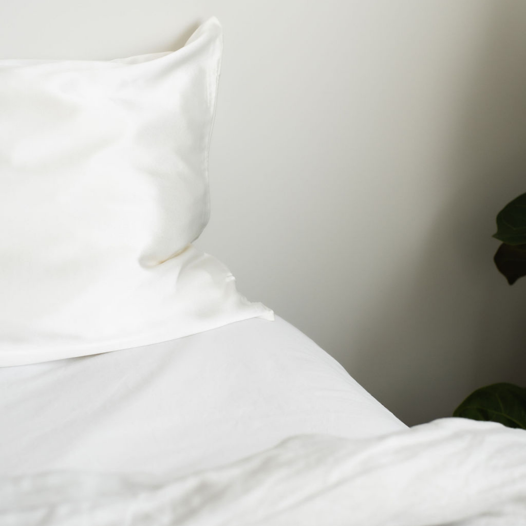 Pure silk pillowcase pair in Milk side view