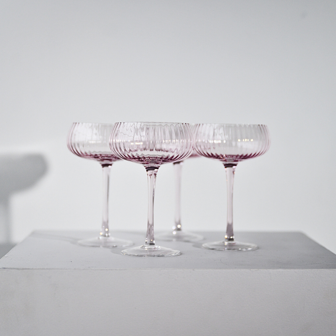 Ribbed champagne coupe in Set 4 Blush