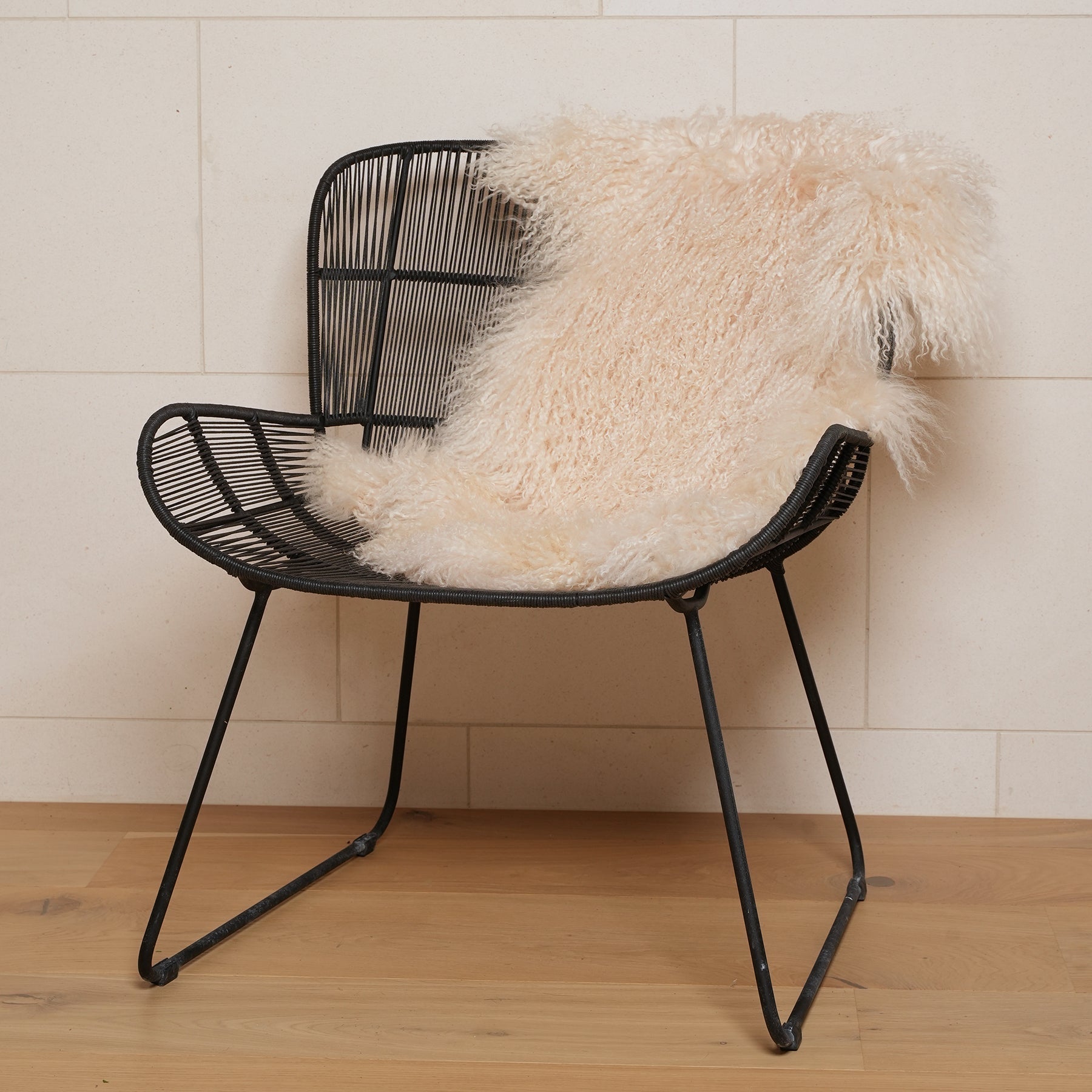 Tibetan lambskin rug in Cream